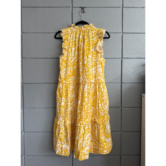 Women's Me+Em Bold Paisley Print Cheesecloth Frill Swing Dress sz 8 Boho Cottage - Picture 4 of 6